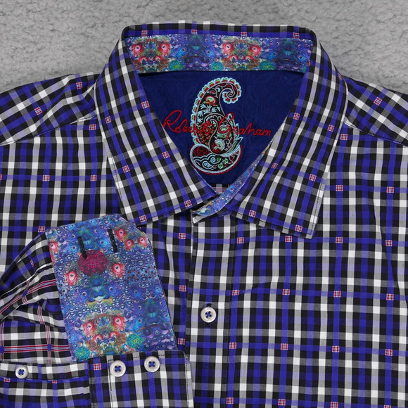 Robert Graham Shirt Mens XL Classic Fit Blue Geometric Button Up Long Sleeve - Picture 1 of 14